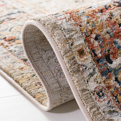 Beige and Rust Synthetic Hand-knotted Area Rug