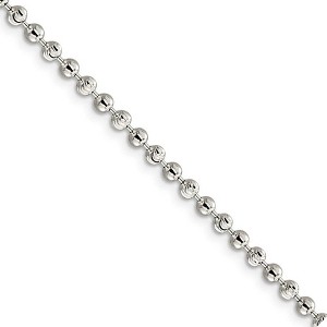 Black Bow Jewelry Sterling Silver 3mm Fancy Bead Chain Anklet, 10 Inch - 1 of 4
