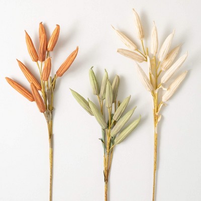 Sullivans Artificial 28" Fall Dried Okra Stem - Set of 3, Multicolored