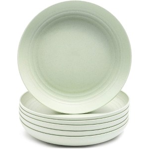 Juvale 6 Pack Green 9 Inch Round Unbreakable Wheat Straw Dinner Plates Dinnerware - 1 of 4
