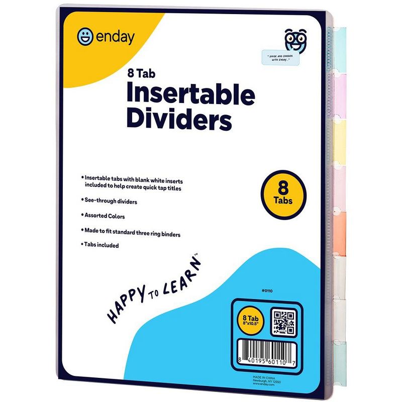 Enday Tab Binder Dividers, Insertable Color Tabs, 1 of 6