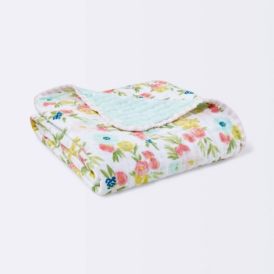 Image of Muslin Reversible Blanket Floral Fields - Cloud Island™ Pink