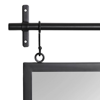 Black Metal Rectangular Wall Mirror with Storage Shelf