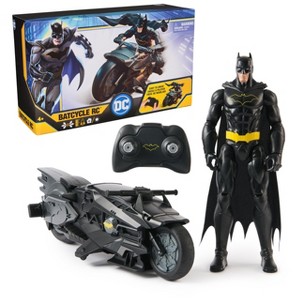 DC Comics Batman Stealth RC Batcycle with 12" Poseable Batman Action Figure, Full-Function Remote, Kids Super Hero Toy, Gift for Boys & Girls Ages 4+ - 1 of 4