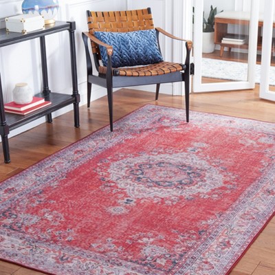 Tucson 6' Square Red Synthetic Easy-Care Area Rug