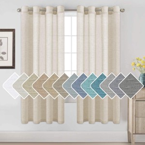 Natural Linen Blended Semi-Sheer Curtains Privacy Assured with Nickel Grommet for Living Room - 1 of 4