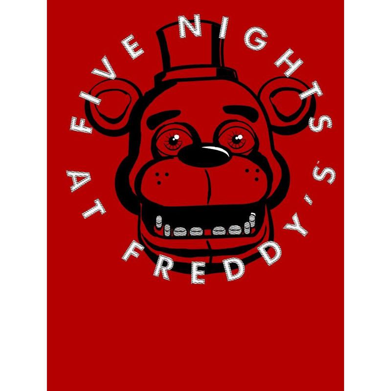 Five Nights at Freddy's Freddy Fazbear Face Line Art Boy's Red T-shirt, 2 of 4