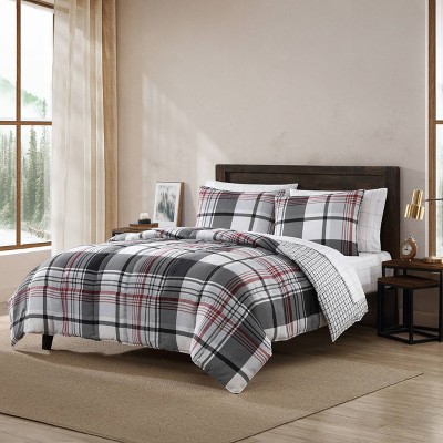 Twin Black Plaid Reversible Down Alternative Comforter Set