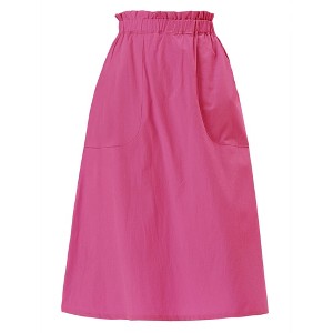 INSPIRE CHIC Women's Casual Elastic Waist Peasant A-Line Midi Skirts with Pockets - 1 of 4