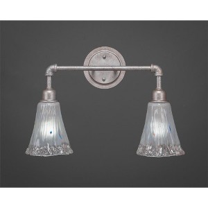 Toltec Lighting Vintage 2 - Light Vanity in  Aged Silver with 5.5" Fluted Frosted Crystal Shade - 1 of 1