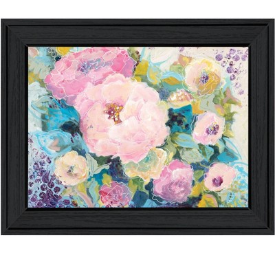 HomeRoots Fresh Florals Black Framed Print Wall Art