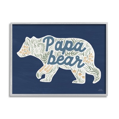 Stupell Industries Blue Floral Papa Bear Framed Giclee Art