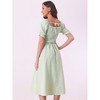 Allegra K Women's Casual Smocked Front Tie Back Checks Gingham Midi Dresses - 3 of 4