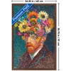 Trends International Reinders: Master Twist - Van Gogh Self Portrait Flowers Framed Wall Poster Prints Mahogany Framed Version 22.375" x 34" - 3 of 4