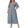 Agnes Orinda Women's Plus Size Boho Floral Bell Sleeve Ruffled Hem Deep V Neck A Line Maxi Dresses - 2 of 4