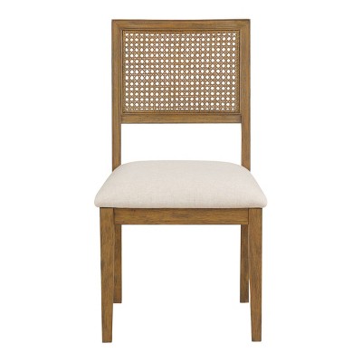 Serene Beige Cane Back Side Chair with Padded Seat
