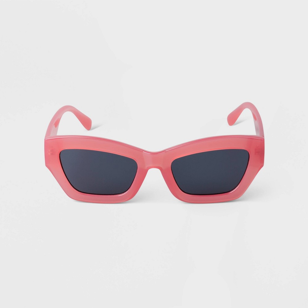 Photos - Sunglasses Women's Plastic Angular Cateye  - A New Day™ Pink