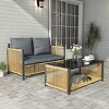 Nestfair 2pc Wicker Patio Conversation Sofa Set with Cushions and Coffee Table Black Brown - 3 of 4