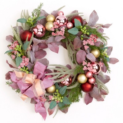 BrylaneHome Blush Christmas Wreath