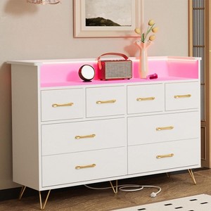 8-Drawer Dresser with Charging Station and LED Lights - 1 of 4
