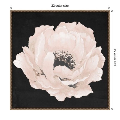 Pink Flower on Black Canvas with Beaded Frame 22 x 22-in.