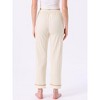 INSPIRE CHIC Women's Pajama Pants Cotton Knit Ribbed Elastic Waist Straight Leg with Pockets Loungewear - 4 of 4