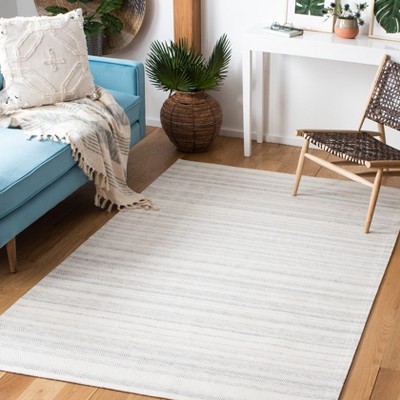 Grey and Ivory Flat Woven Wool Square Area Rug