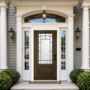 Chic Crate 36"x80" Fiberglass Front Door with Frosted Glass, Vinyl Frame Included - 1 of 4