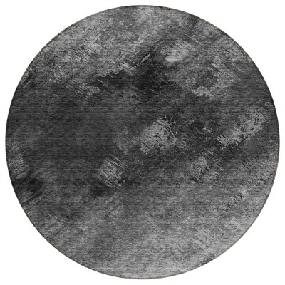 Gray Charcoal And Silver Abstract Washable Indoor Outdoor Area Rug