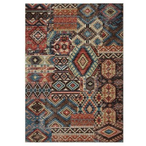 Washable Vintage Patchwork  Printed Rug Non Slip Low Pile Rug Soft Throw Floor Cover Foldable Indoor Carpet for Living Room Bedroom Playroom - 1 of 4