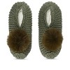 Memoi Women's Pompom Recycled Knit Plush Lined Slippers Moss Green 9-11 - 2 of 3