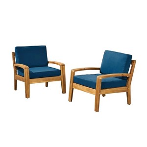 Dexmalle Elegance Acacia Wood Club Chair with Thick Cushion - 1 of 4