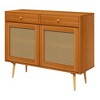 HOMCOM Kitchen Cabinet, Sideboard Storage Cabinet with 2 Rattan Doors and Adjustable Shelf for Living Room, Light Brown - 4 of 4