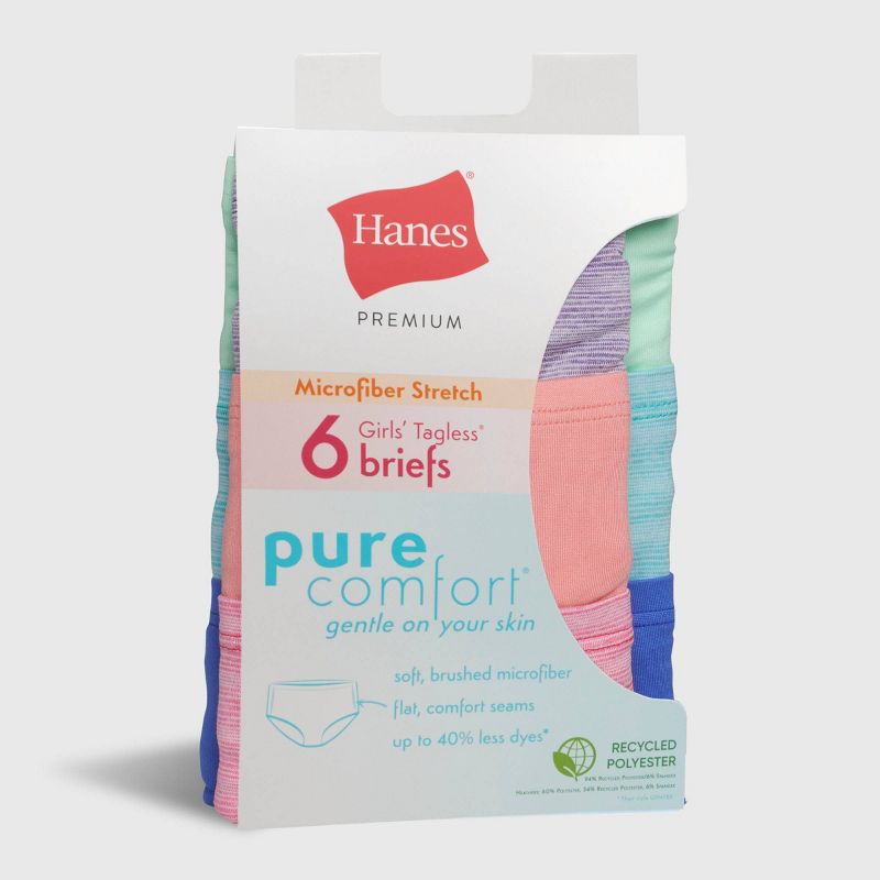 Hanes Girls' 6pk Pure Microfiber Briefs - Colors May Vary, 3 of 4