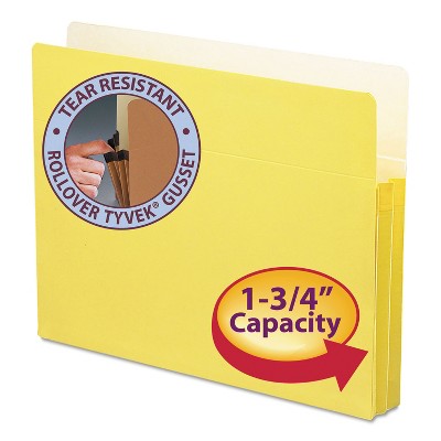 Smead 1 3/4" Exp Colored File Pocket Straight Tab Letter Yellow 73223