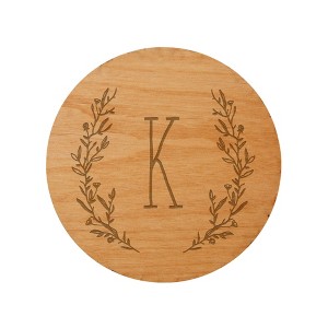 Personalization Mall Farmhouse Floral Personalized Initial Wood Coaster - 1 of 1