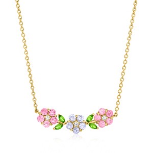 Ross-Simons 2.30 ct. t.w. Multi-Gemstone Flower Necklace With White Topaz in 18kt Gold Over Sterling Size 18 - 1 of 3