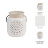 Sagebrook Home Ceramic Lantern - Contemporary Ivory and Beige Flower Cut-Out Creative Decorative Lantern with Handle for Indoor or Outdoor Use - 3 of 4