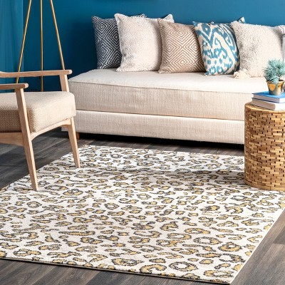 Handmade Tufted Leopard Print Beige Area Rug, 5' x 7'