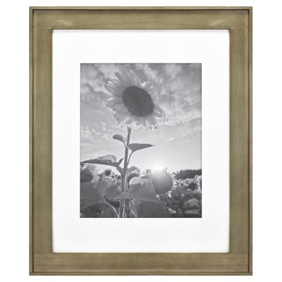 16" x 20" Matted to 11" x 14" Plank Wood Wall Frame Brown - Threshold™