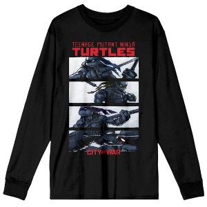 World Of TMNT City At War Crew Neck Long Sleeve Black Adult Tee - 1 of 2
