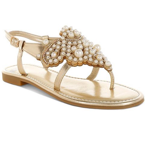 Обувь Rag & Co Womens Opazie Metallic Pearl Embellished Flats 7