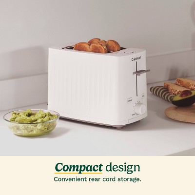 Cream Stainless Steel 2-Slice Toaster with Wide Slot