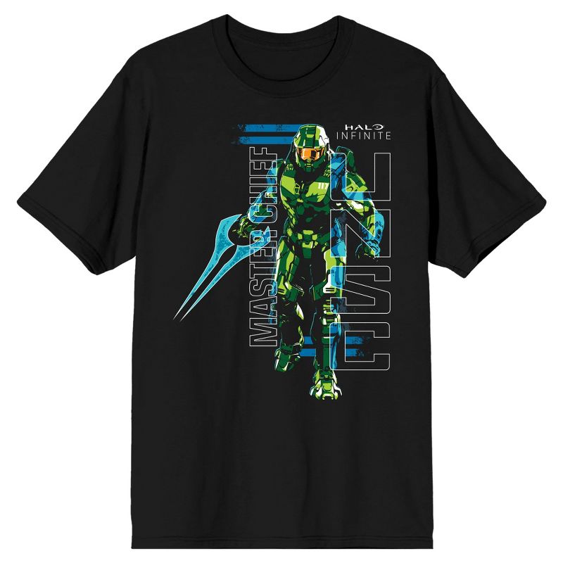 Halo Infinite Master Chief UNSC Logo Crew Neck Short Sleeve Black Men's T-shirt, 1 of 4