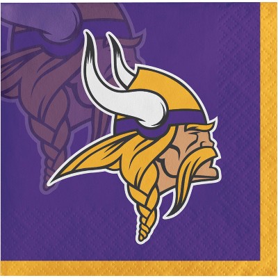 48ct Minnesota Vikings Football Beverage Napkins: NFL Team Logo, Purple, Super Bowl Party Supplies, Disposable, 5"x5"