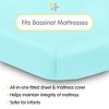 BreathableBaby All-in-One Fitted Sheet & Waterproof Cover, For 33" x 15" Bassinet Mattress (2-Pack), Aqua - 2 of 4