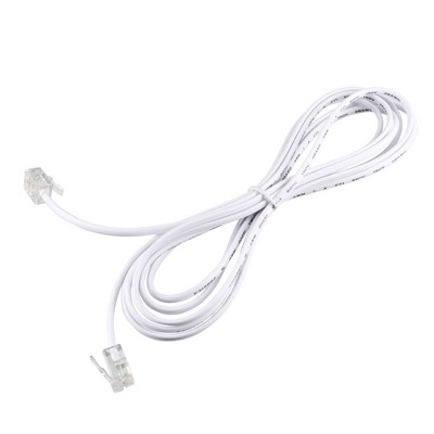 Unique Bargains Plastic White RJ11 6P2C 2m Long Telephone Line Cord Cable 2m White 1 Pc