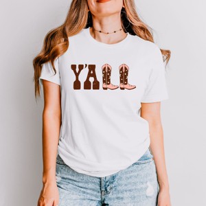 Simply Sage Market Y'all Boots Short Sleeve Tee - S - White - 1 of 4