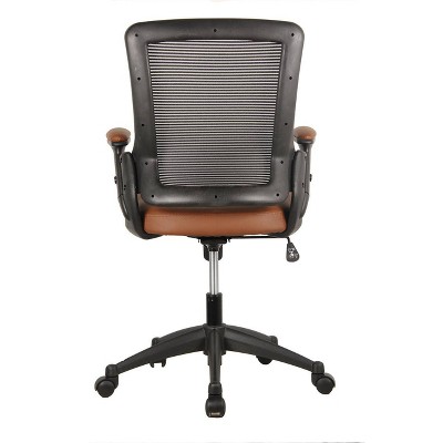 Brown Mesh and Leather Adjustable Task Chair