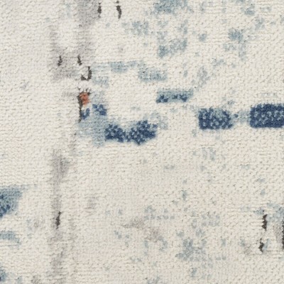 Handmade Beige Blue Rust Rectangular Abstract Synthetic Rug 8' x 10'